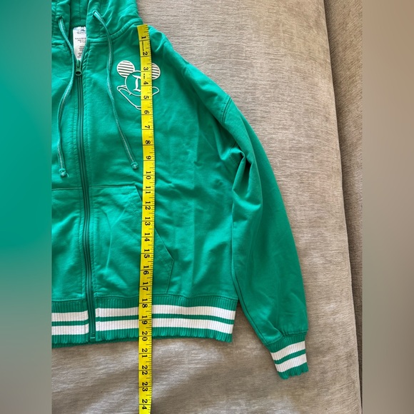 Disneyland Green Disney Zip Up Hoodie Sweater XS Varsity Ribbed Hem Graphic Back - Picture 11 of 11